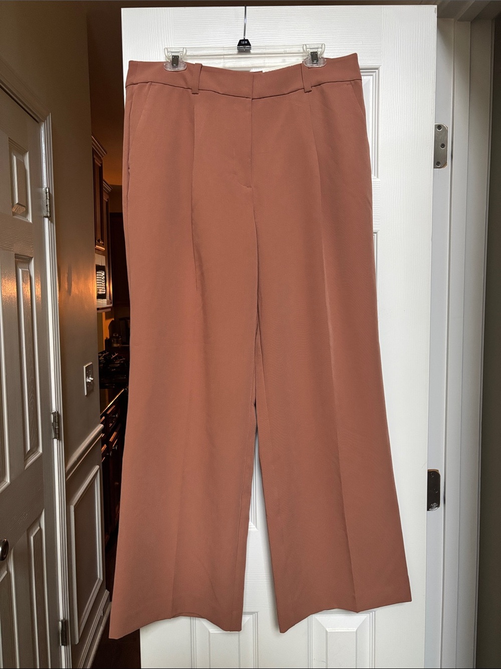 LOFT The Peyton Trouser High Rise Wide-Leg Pants in Terracotta size 12